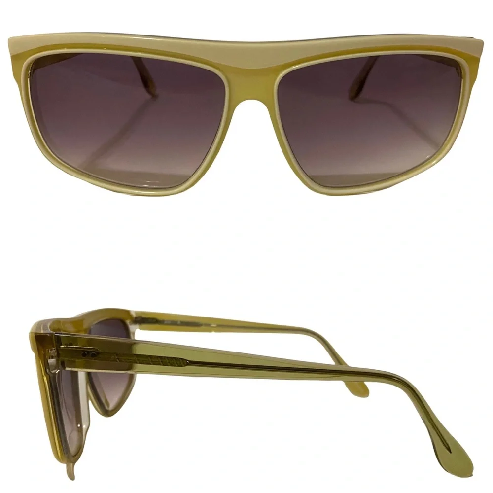 1980’s‎ Yellow & White Angular Oversized Sunglasses, Deadstock